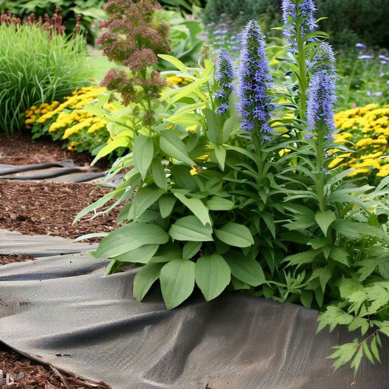 Can perennials grow through landscape fabric? Stone post gardens